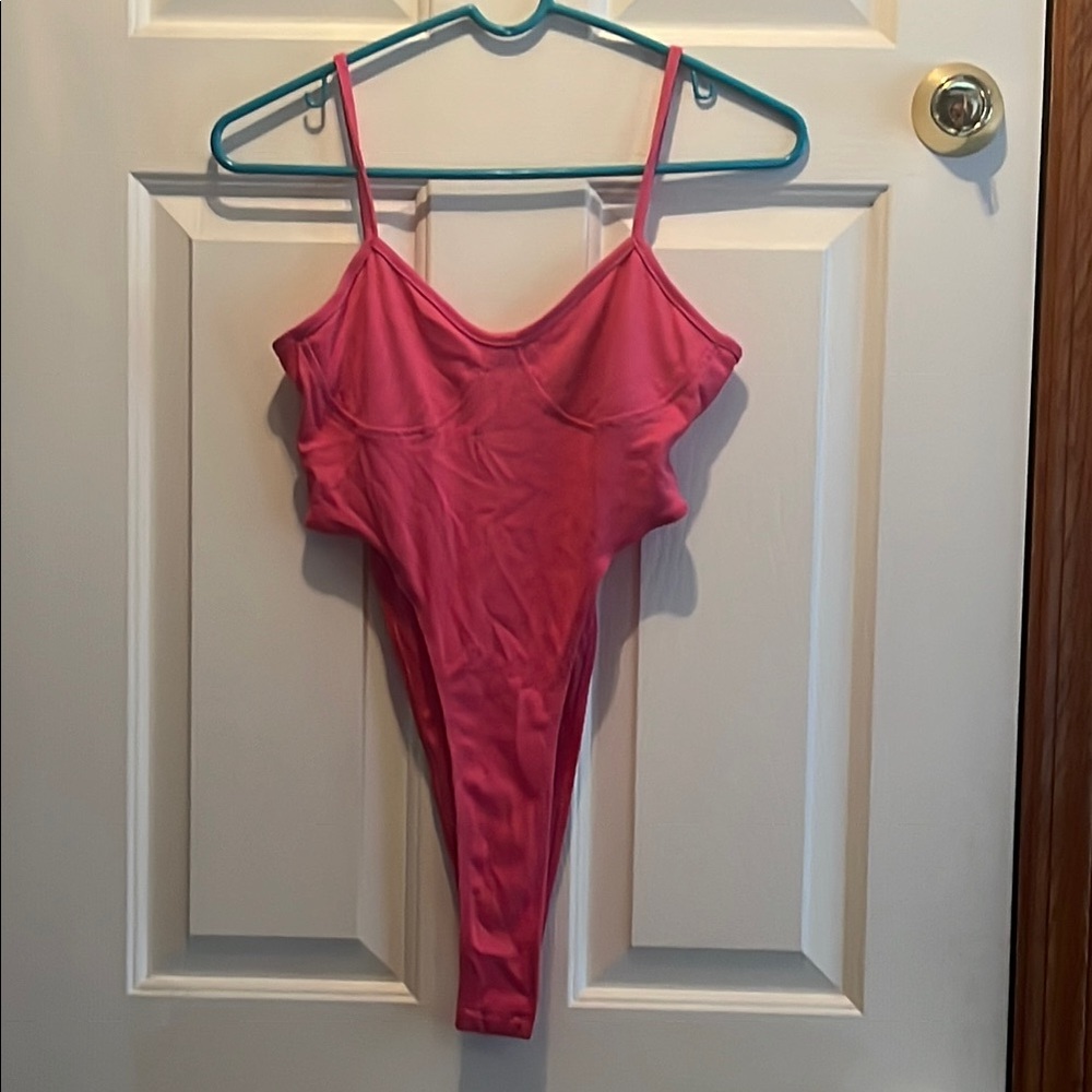 Pink Spaghetti Strap Bodysuit